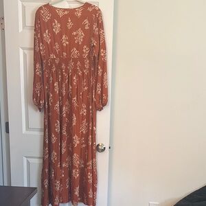 Floral Rust Maxi Dress